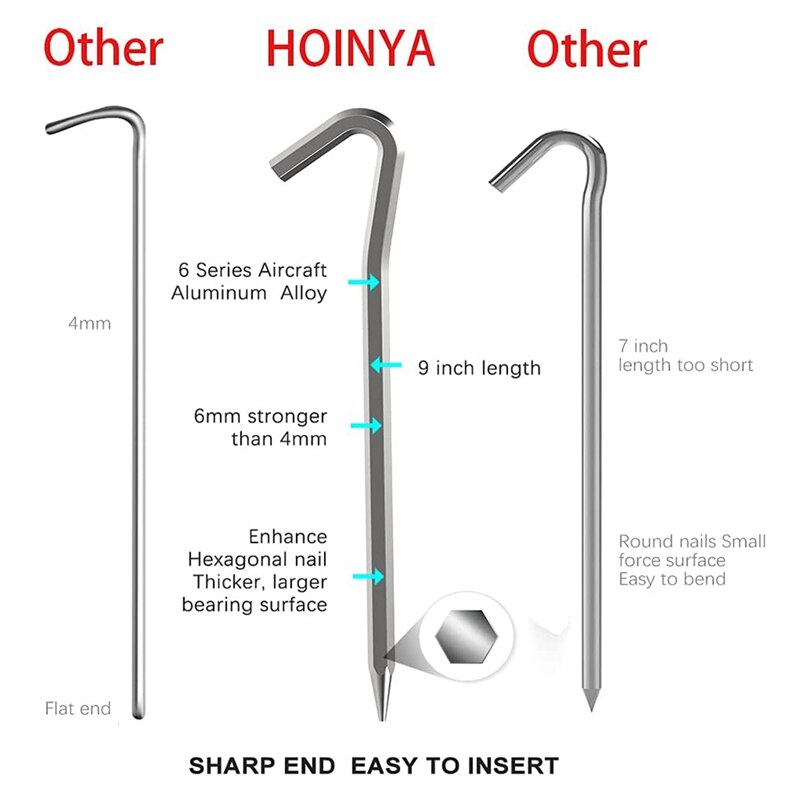 Cheap Goat Tents Tent Pegs 8 PCS 18Cm Metal Heavy Duty Tent Hooks Aluminum Alloy Rust Free Camping Tent Ground Pegs   